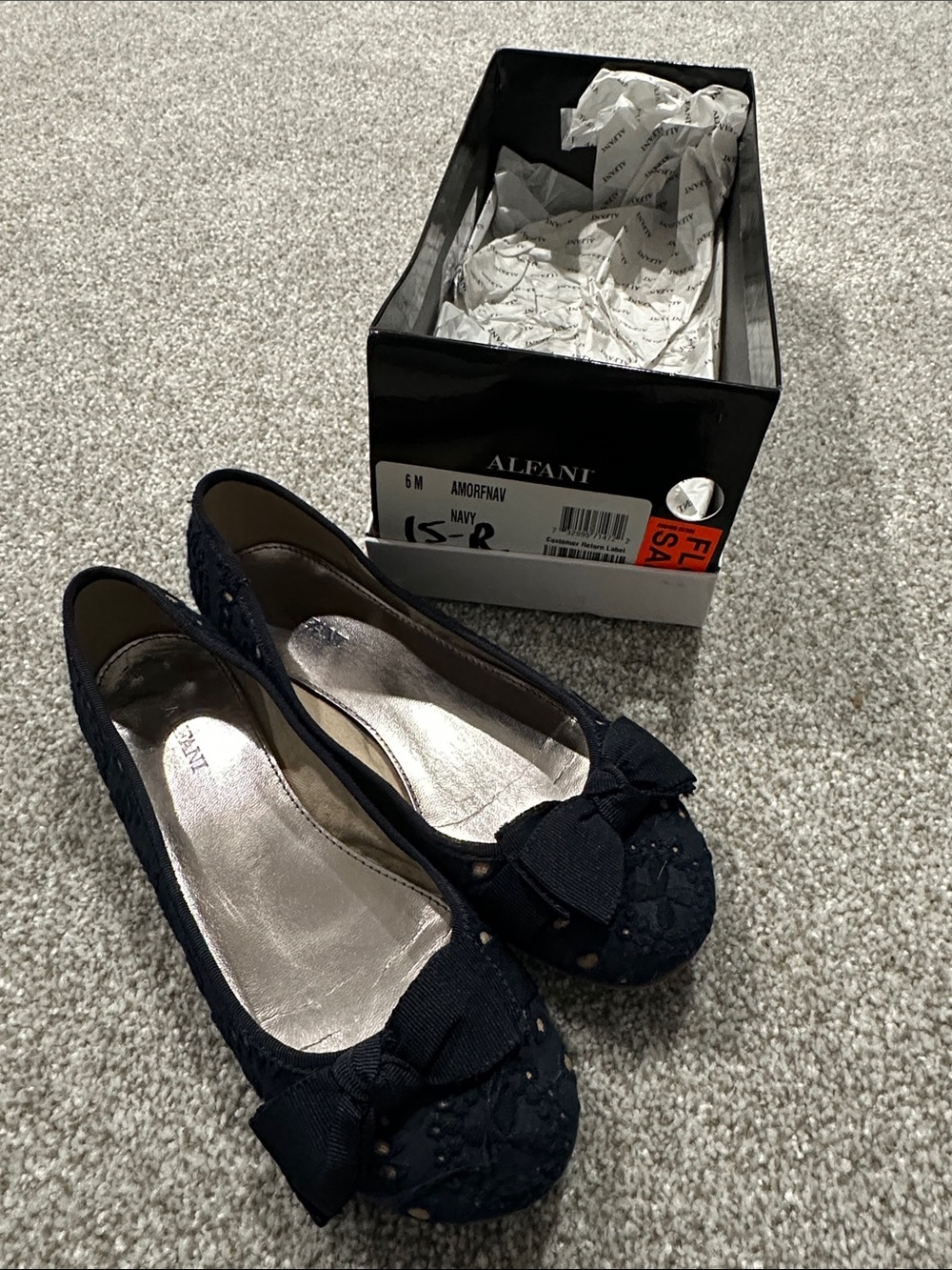 Alfani Navy Lace Bow Ballet Flats